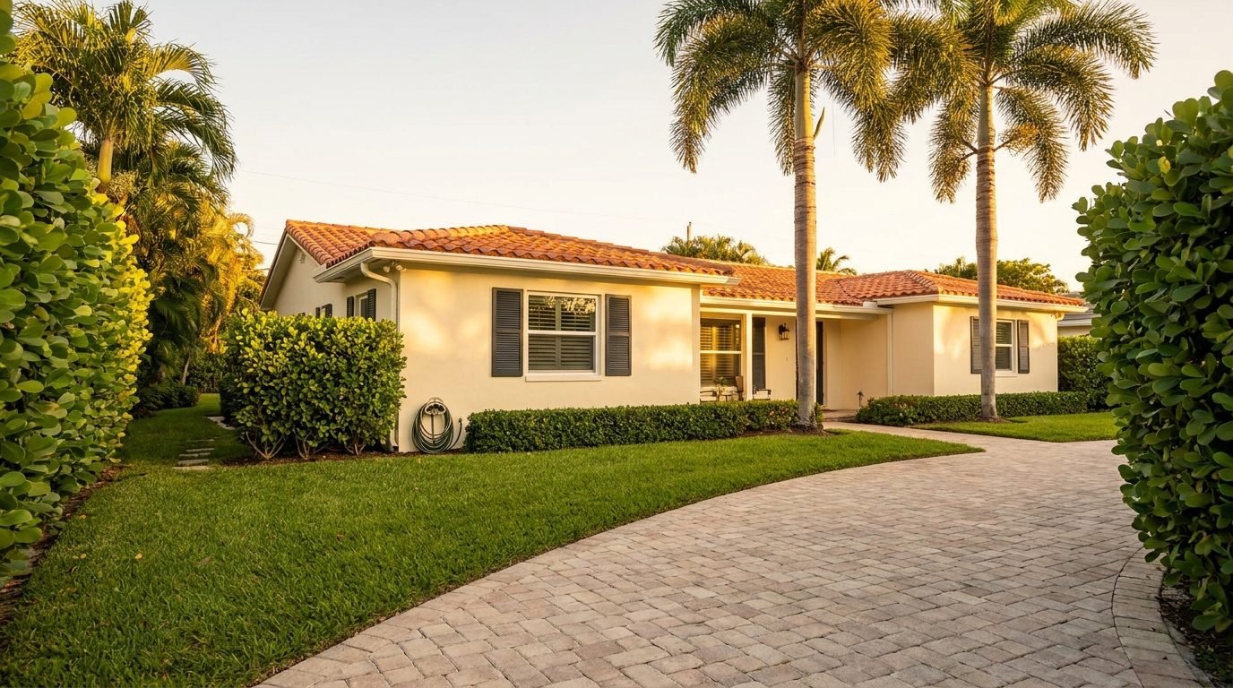 Single-family Boynton Beach area home at golden hour, Gold Coast Handyman service area