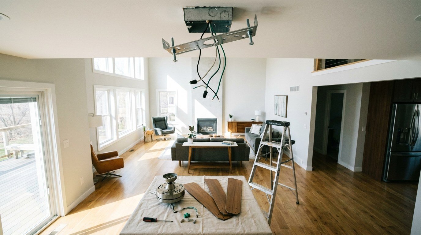 Ceiling Fan Installation in progress in Delray Beach, FL