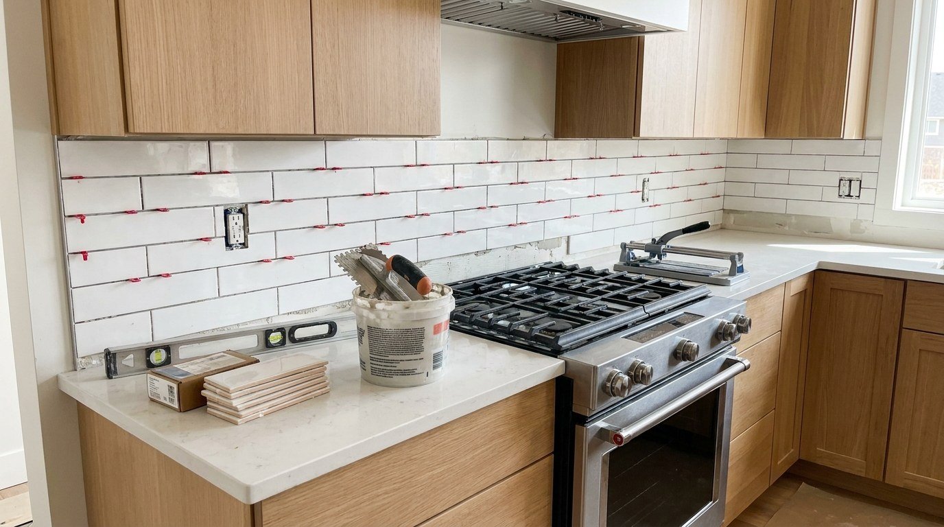 Tile & Backsplash in progress in Delray Beach, FL